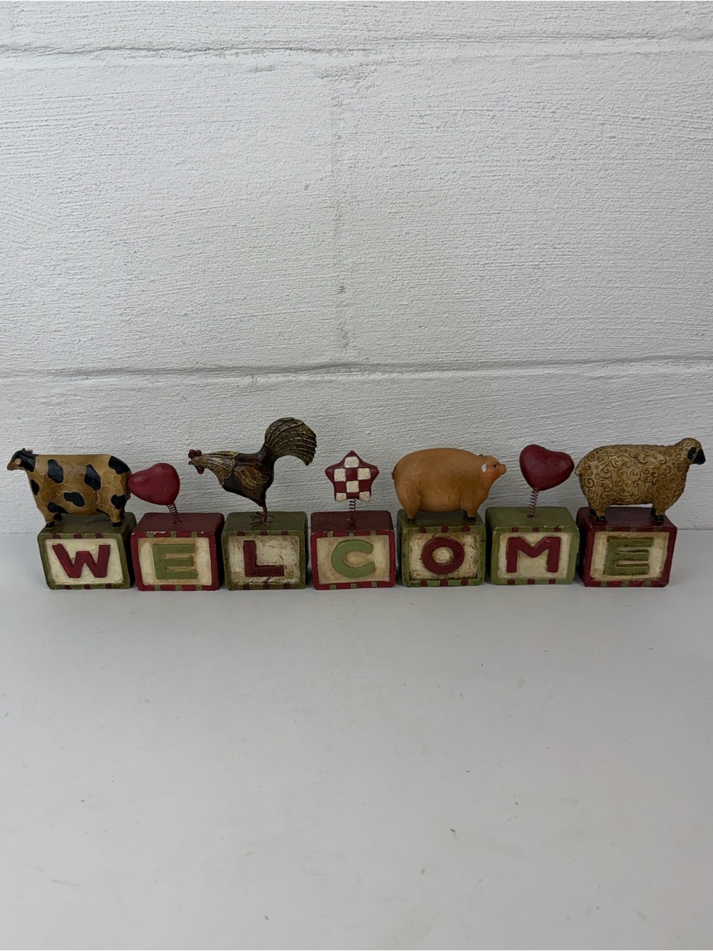 Primitive Farm Animals Block Reversible Welcome Sign - Picture 8 of 14